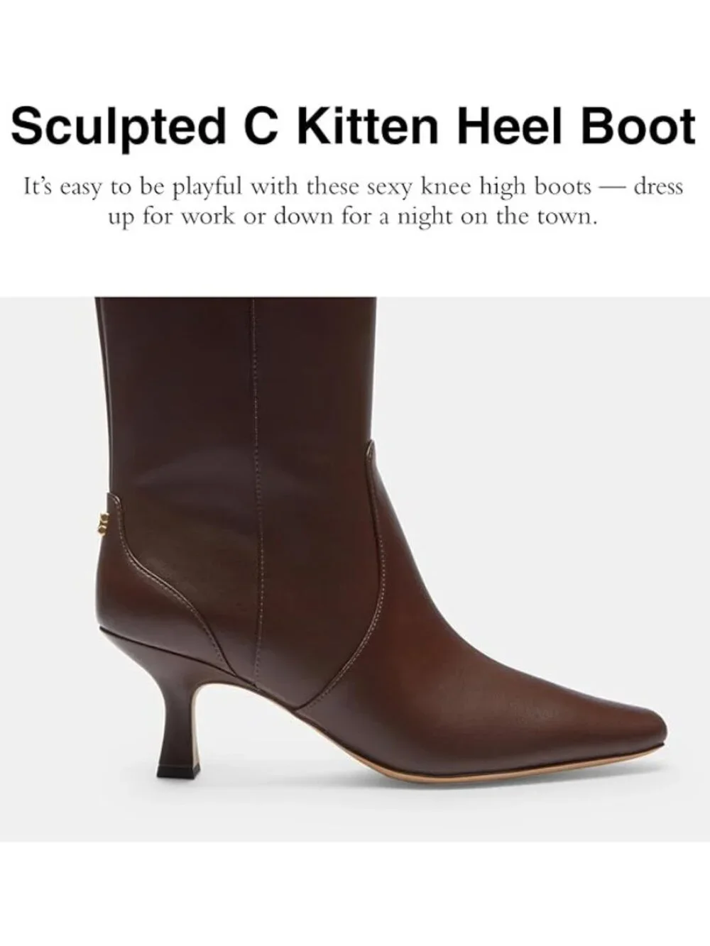 COACH Sculpted C Maple Leather Kitten Heel Knee High Boots Size 8 NWT